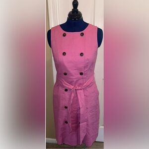J.Crew Pink Double-Breasted Sleeveless Belted Dress, Size 10, NEW!!!
